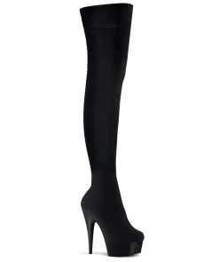 Pleaser Direct Delight 3002 Black Thigh High Boots Larger Size Shoes