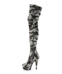 Pleaser Direct Platform Shoes Delight 3005 Camo Print Thigh Boots 7 Pleaser Direct Platform Shoes Delight 3005 Camo Print Thigh Boots