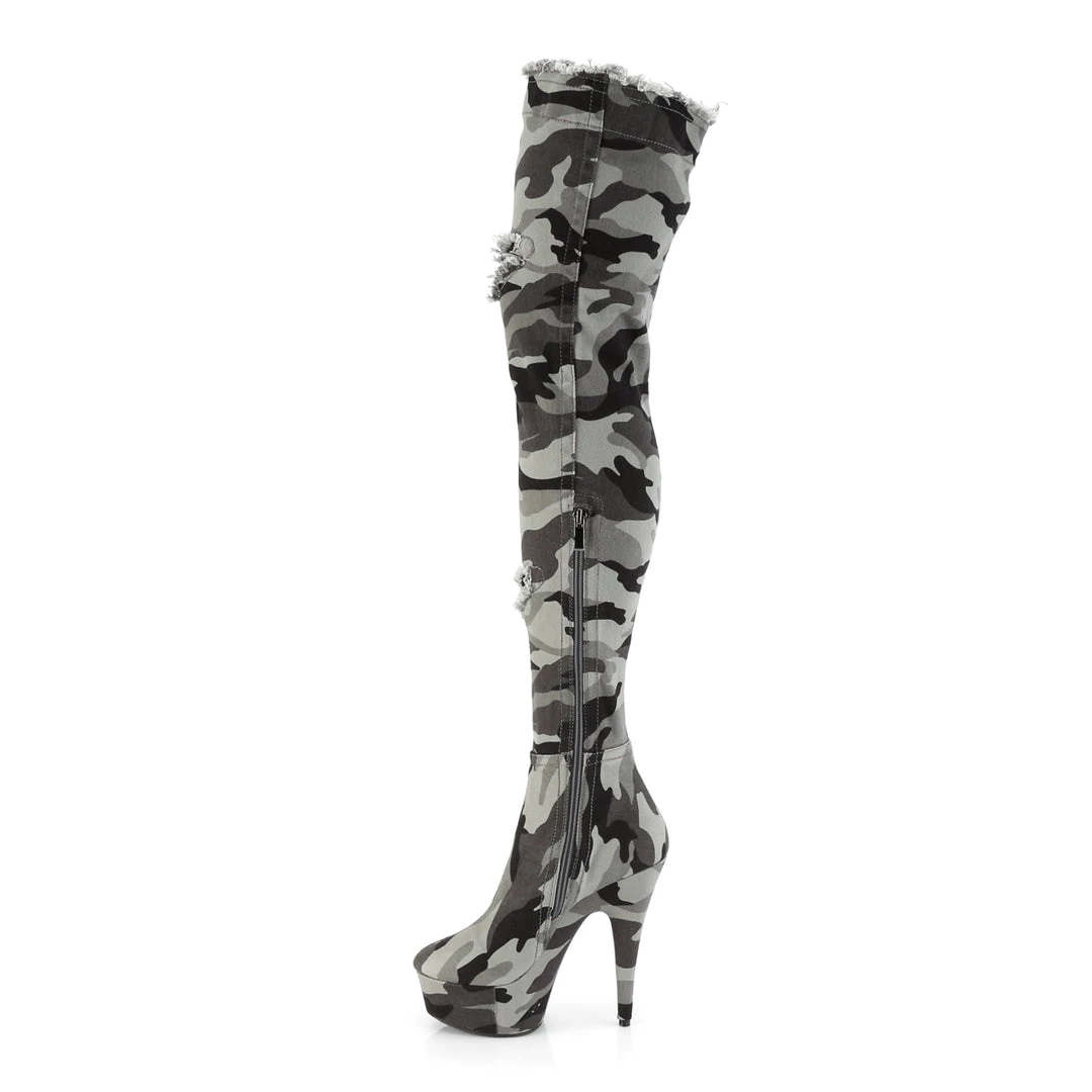 Pleaser Direct Platform Shoes Delight 3005 Camo Print Thigh Boots 3 Pleaser Direct Platform Shoes Delight 3005 Camo Print Thigh Boots