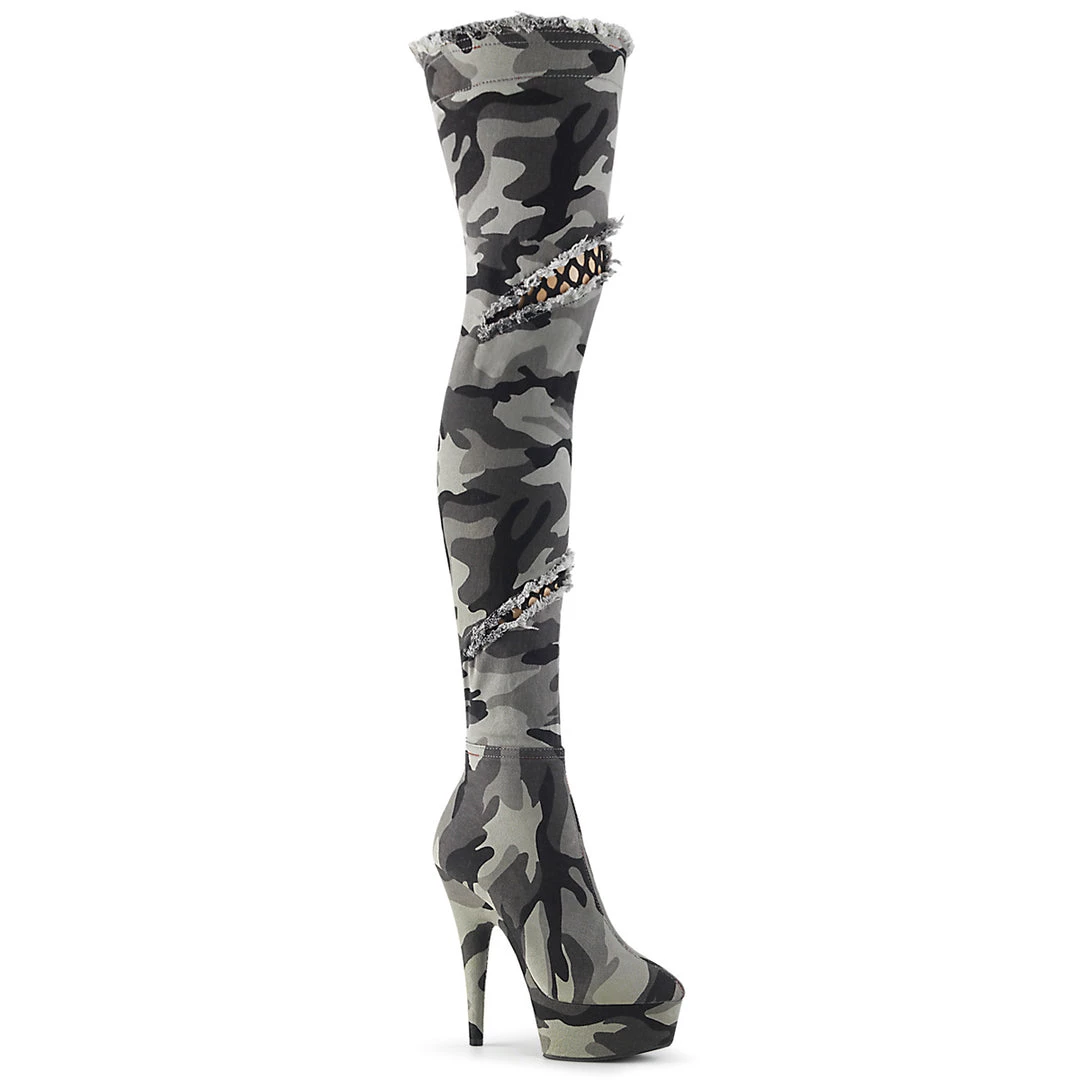 Pleaser Direct Platform Shoes Delight 3005 Camo Print Thigh Boots 1 Pleaser Direct Platform Shoes Delight 3005 Camo Print Thigh Boots