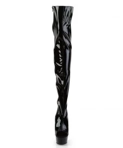 Pleaser Direct Delight 3017 Black Lace Up Thigh High Boots Larger Size Shoes