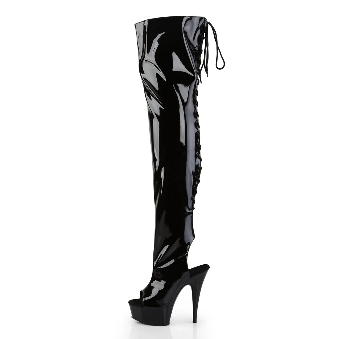 Pleaser Direct Delight 3017 Black Lace Up Thigh High Boots Larger Size Shoes 3 Pleaser Direct Delight 3017 Black Lace Up Thigh High Boots Larger Size Shoes