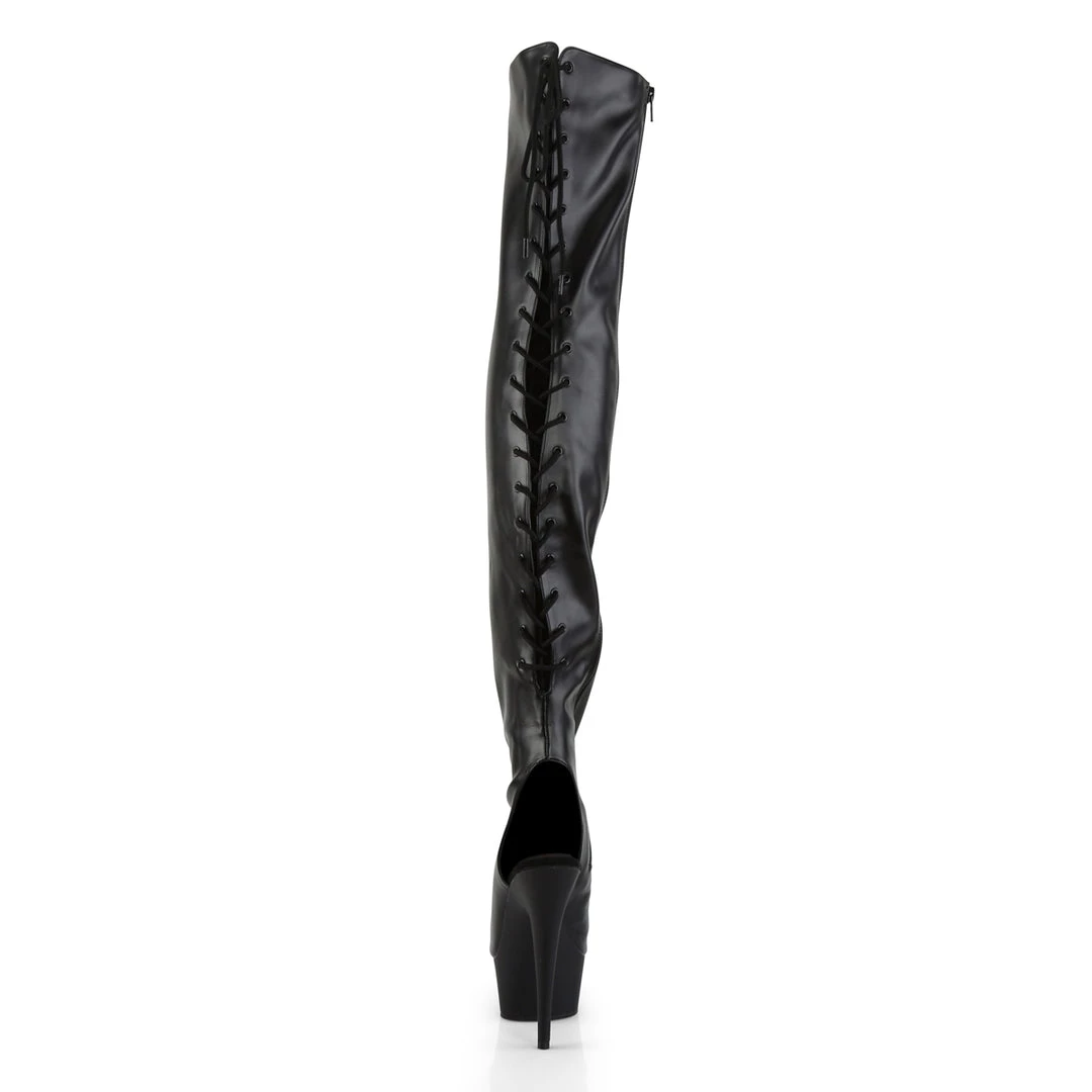 Pleaser Direct Delight 3017 Black Lace Up Thigh High Boots Larger Size Shoes 4 Pleaser Direct Delight 3017 Black Lace Up Thigh High Boots Larger Size Shoes