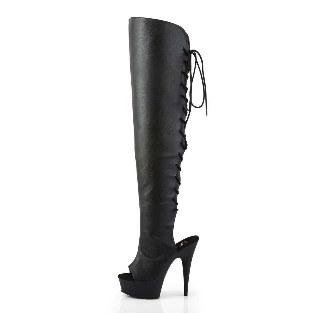 Pleaser Direct Delight 3019 Black Faux Leather Thigh High Boots 3 Pleaser Direct Delight 3019 Black Faux Leather Thigh High Boots