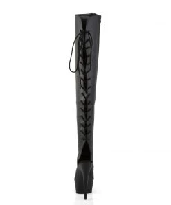 Pleaser Direct Delight 3019 Black Faux Leather Thigh High Boots 8 Pleaser Direct Delight 3019 Black Faux Leather Thigh High Boots