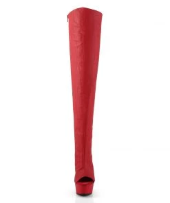 Pleaser Direct Delight 3019 Red Faux Leather Thigh High Boots Larger Size Shoes