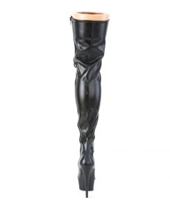 Pleaser Direct Delight 3023 Black Faux Leather Thigh High Boots Larger Size Shoes