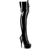 Pleaser Direct Delight 3023 Black Faux Leather Thigh High Boots Larger Size Shoes