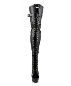 Pleaser Direct Platform Shoes Delight 3025 Black Lace Up Thigh Boots