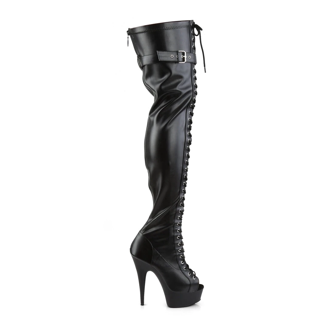 Pleaser Direct Platform Shoes Delight 3025 Black Lace Up Thigh Boots 5 Pleaser Direct Platform Shoes Delight 3025 Black Lace Up Thigh Boots