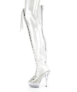 Pleaser Direct Delight 3026 Clear Thigh High Boots Platform Shoes 7 Pleaser Direct Delight 3026 Clear Thigh High Boots Platform Shoes