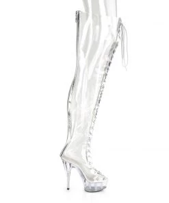 Pleaser Direct Delight 3026 Clear Thigh High Boots Platform Shoes 9 Pleaser Direct Delight 3026 Clear Thigh High Boots Platform Shoes