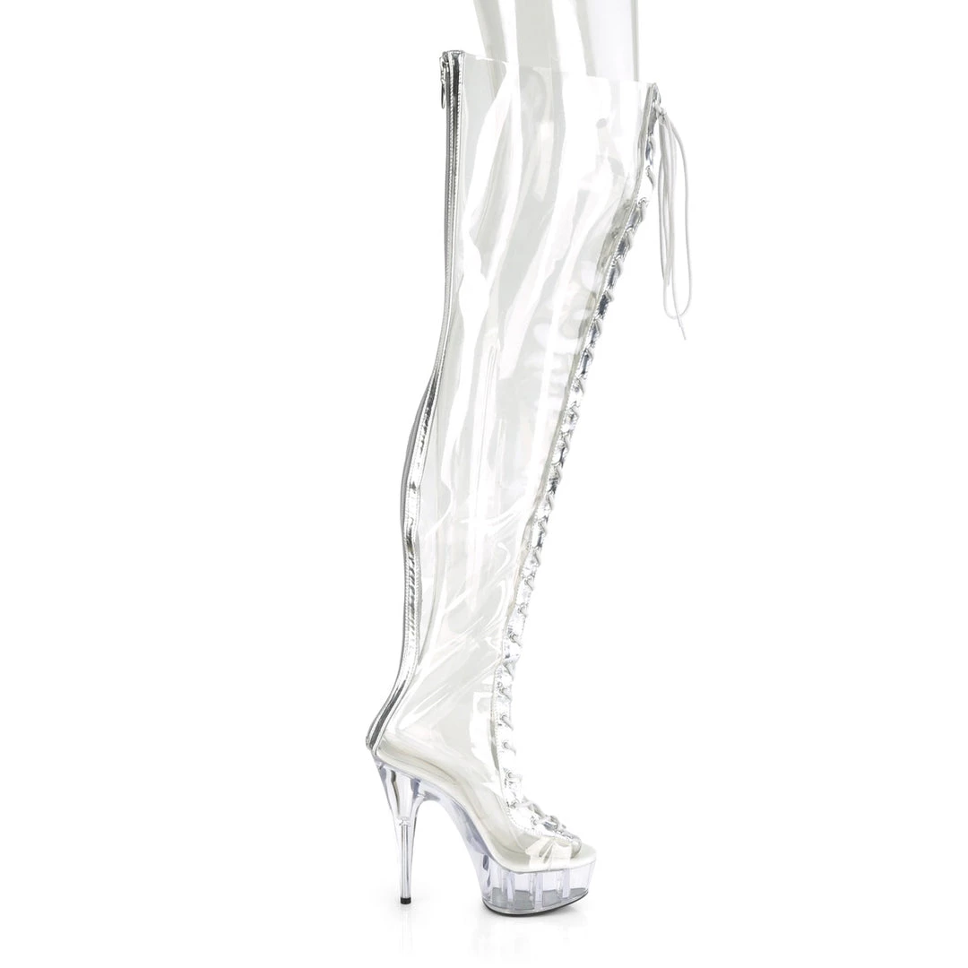 Pleaser Direct Delight 3026 Clear Thigh High Boots Platform Shoes 5 Pleaser Direct Delight 3026 Clear Thigh High Boots Platform Shoes