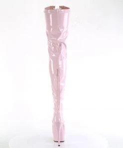 Pleaser Larger Size Shoes DELIGHT 3027 Pink / White Vegan Thigh High Boots