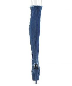 Pleaser Direct Platform Shoes Delight 3030 Denim Cutout Thigh Boots