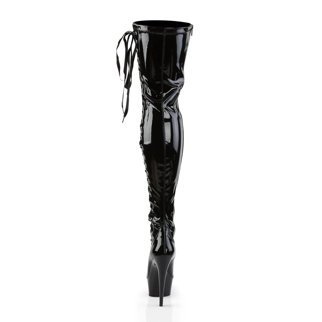Pleaser Direct Delight 3050 Black Patent Thigh High Boots 4 Pleaser Direct Delight 3050 Black Patent Thigh High Boots