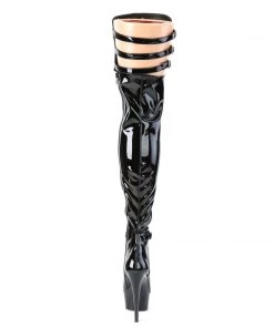 Pleaser Direct Platform Shoes Delight 3055 Black Patent Faux Leather Thigh High Boots 8 Pleaser Direct Platform Shoes Delight 3055 Black Patent Faux Leather Thigh High Boots