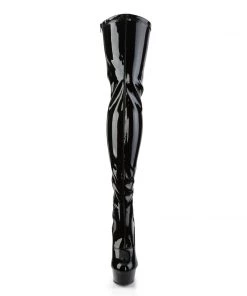 Pleaser Direct Delight 3063 Thigh High Boots Black Patent