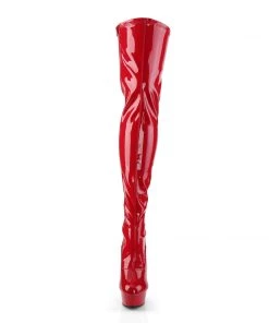 Pleaser Direct Larger Size Shoes Delight 3063 Thigh High Boots Red Patent