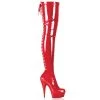 Pleaser Direct Larger Size Shoes Delight 3063 Thigh High Boots Red Patent