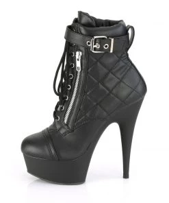Pleaser Direct Delight 600-05 Black Quilted Faux Leather Ankle Boots Larger Size Shoes