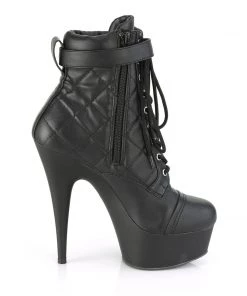 Pleaser Direct Delight 600-05 Black Quilted Faux Leather Ankle Boots Larger Size Shoes