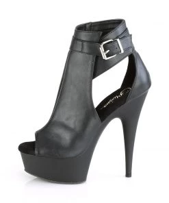 Pleaser Direct Delight 600-10 Black Faux Leather Ankle Boots