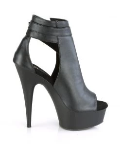 Pleaser Direct Delight 600-10 Black Faux Leather Ankle Boots