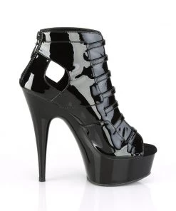 Pleaser Direct Delight 600-11 Black Patent Buckle Ankle Boots Larger Size Shoes