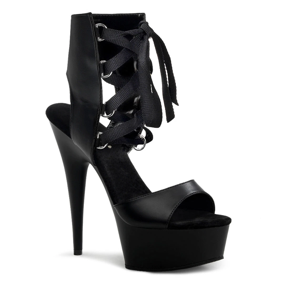 Pleaser Direct Delight 600-14 Black Matte Lace Up Platforms 1 Pleaser Direct Delight 600-14 Black Matte Lace Up Platforms