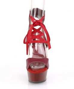 Pleaser Direct Larger Size Shoes Delight 600-14 Burgundy Lace Up Platforms