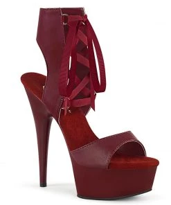 Pleaser Direct Larger Size Shoes Delight 600-14 Burgundy Lace Up Platforms