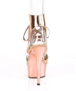 Pleaser Direct Larger Size Shoes Delight 600-14 Rose Gold Chrome Lace Up Platforms