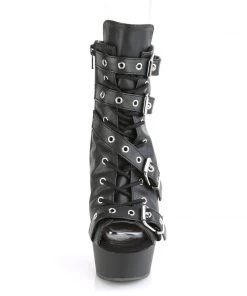 Pleaser Direct Delight 600-19 Black Buckle Ankle Boots Larger Size Shoes