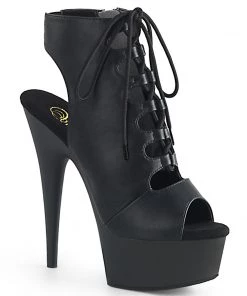 Pleaser Direct Larger Size Shoes Delight 600-20 Black Matte Lace Up Ankle Boots