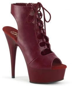 Pleaser Direct Delight 600-20 Burgundy Lace Up Ankle Boots