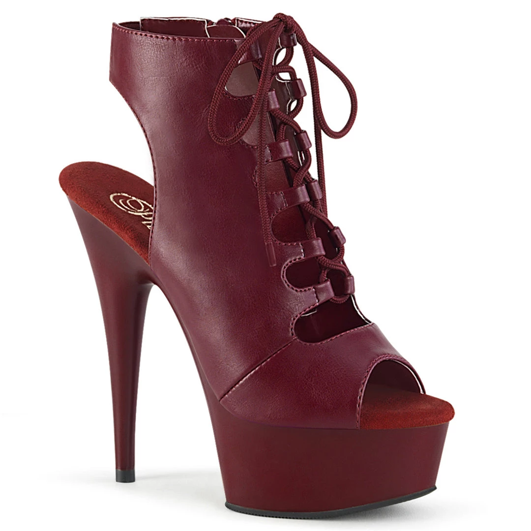 Pleaser Direct Delight 600-20 Burgundy Lace Up Ankle Boots 1 Pleaser Direct Delight 600-20 Burgundy Lace Up Ankle Boots