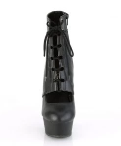 Pleaser Direct Delight 600-21 Black Matte Lace Up Ankle Boots Larger Size Shoes