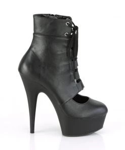 Pleaser Direct Delight 600-21 Black Matte Lace Up Ankle Boots Larger Size Shoes