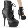 Pleaser Direct Delight 600-21 Black Matte Lace Up Ankle Boots Larger Size Shoes