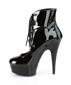 Pleaser Direct Delight 600-22 Black Patent Lace Up Ankle Boots