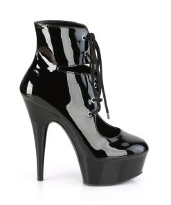 Pleaser Direct Delight 600-22 Black Patent Lace Up Ankle Boots