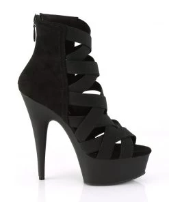 Pleaser Direct Larger Size Shoes Delight 600-24 Black Strappy Platforms