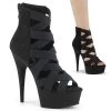 Pleaser Direct Larger Size Shoes Delight 600-24 Black Strappy Platforms