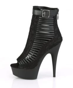Pleaser Direct Delight 600-27LC Black Lace & Cage Platforms Larger Size Shoes