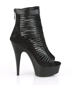 Pleaser Direct Delight 600-27LC Black Lace & Cage Platforms Larger Size Shoes