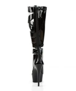 Pleaser Direct Delight 600-49 Black Gladiator Calf Boots Platform Shoes