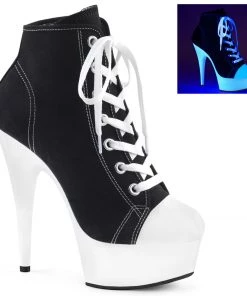 Pleaser Direct Larger Size Shoes Delight 600SK-02 Black Neon Sneaker Platforms