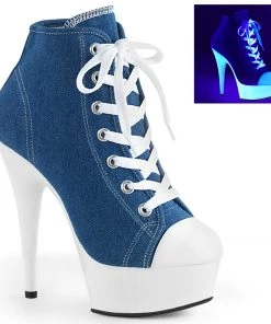 Pleaser Direct Delight 600SK-02 Blue Neon Sneaker Platforms Larger Size Shoes