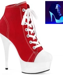 Pleaser Direct Larger Size Shoes Delight 600SK-02 Red Neon Sneaker Platforms